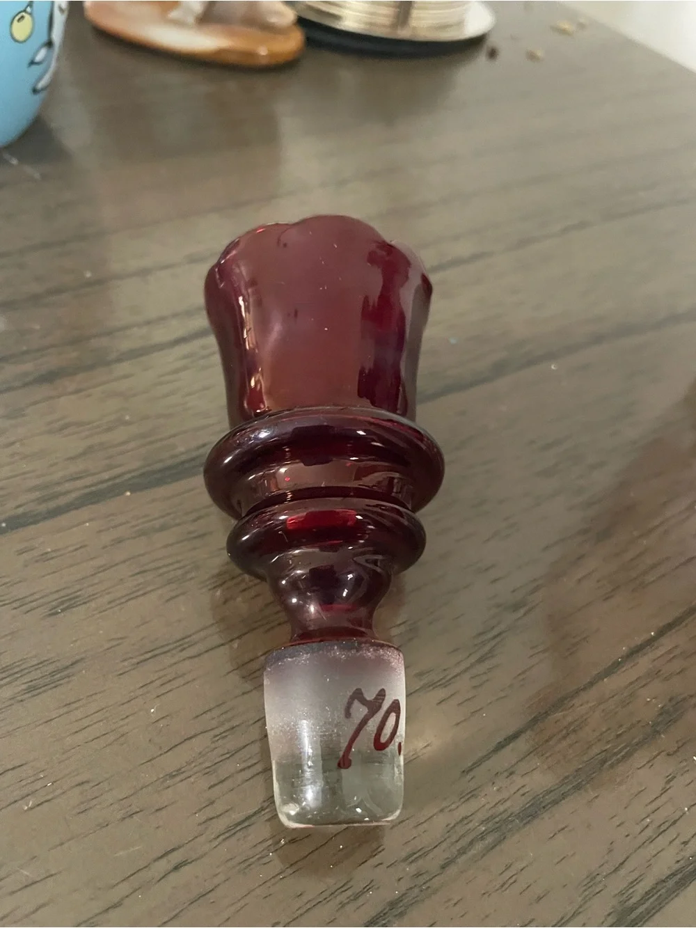 Vintage Ruby Red Etched Glass Decanter with Stopper - Vintage
